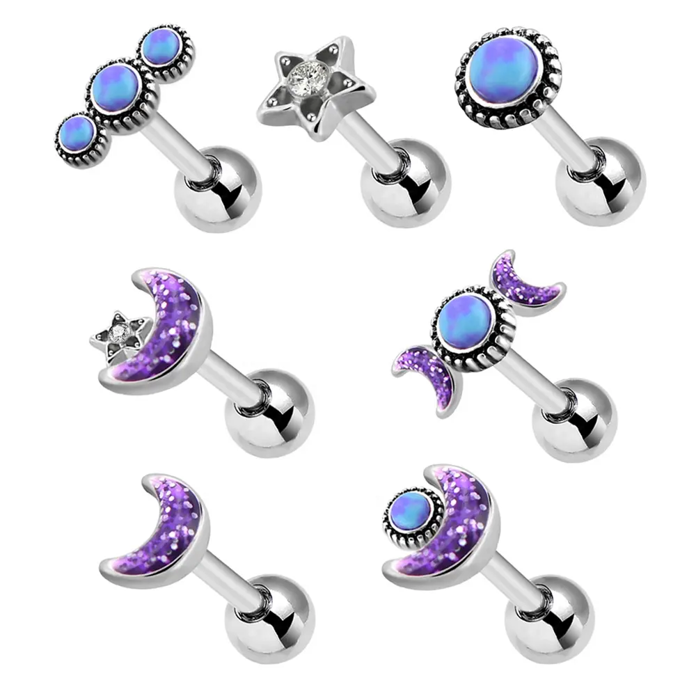 Hot moon and star ear tunnels gauges ear cartilages piercings