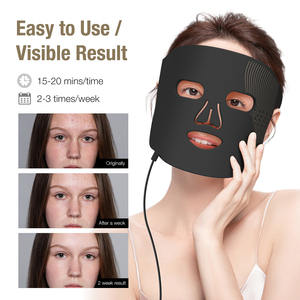 Masker Wajah LED Silikon Fleksibel 4 Warna Nirkabel, Perangkat Kecantikan Terapi Foton Medis untuk Perawatan Jerawat dan Pemutih - Product Image 3