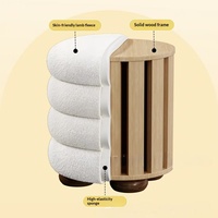 Tabouret de coiffeuse crème, pouf moelleux pour chambre à coucher, chaise de maquillage, tabouret de canapé pour enfants, design simple pour salon de manucure