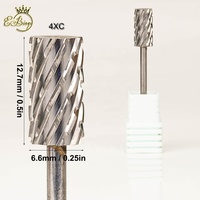 3/32 "Super Cut 6.6mm Efile tête de meulage grand cylindre grand baril lisse haut rond professionnel 4XC forets à ongles carbure