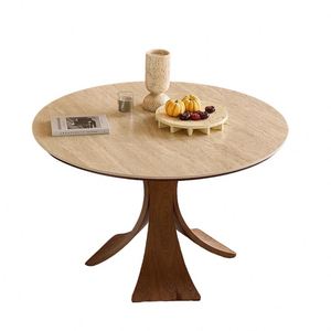 Mesa Redonda Moderna con Base <span class=keywords><strong>de</strong></span> Madera Sólida y Tablero <span class=keywords><strong>de</strong></span> Piedra, Bajo MOQ, <span class=keywords><strong>Precio</strong></span> al por Mayor - Product Image 2