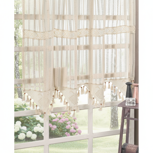 Authentic Striped Lace Bordered <b>Tulle</b> <b>Curtains</b> & Valances Multi-Size Multi-Color Premium - Product Image 3