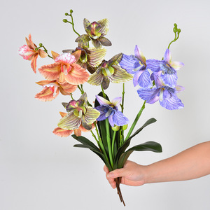 Orchidée artificielle Laixing Cattleya à branche unique en caoutchouc souple pour décoration de mariage, décoration intérieure et accessoires photo - Product Image 2