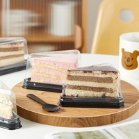 Boîtes à gâteaux en plastique jetables personnalisables, couvercles hauts, mini contenants triangulaires pour tiramisu, tranches de gelée, desserts, cadeaux alimentaires