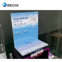 RECHI akrilik magnetik kustom Headset nirkabel ritel tampilan POS rak berdiri dengan iklan dapat diubah tanda grafis untuk Earphone TWS