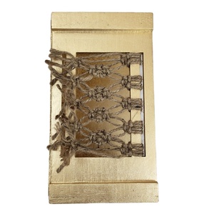 Wholesale customized desktop storage small wooden box / hollow wooden box / rope woven wooden box