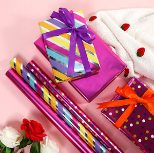Factory Wholesale 80g <b>Birthday</b> Custom Luxury 43cm X 3m Metallic <b>Paper</b> <b>Roll</b> <b>Wrapping</b> <b>Paper</b> for Packaging - Product Image 2