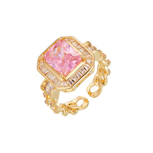 Geometric Micro Pave Zircon Open Ring <b>Adjustable</b> <b>Square</b> Index Finger Ring For Women Party Jewelry - Product Image 5