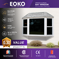 Fenêtre en baie et en arc EOKO insonorisée en aluminium avec double vitrage feuilleté à isolation thermique pour appartements, hôtels, villas