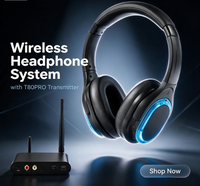 Casque audio stéréo HIFI 500M pour soirées, yoga, événements de club, avec émetteur 3 canaux, écouteurs sans fil LED RF998B