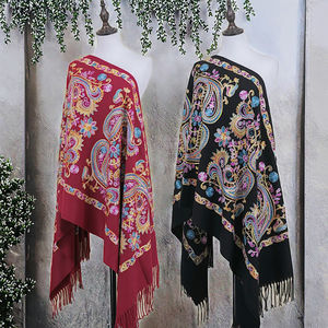 Écharpe en cachemire rétro douce pour femmes en gros OEM, écharpe longue en polyester à carreaux, séchage rapide, cadeau - Product Image 2