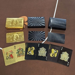 Cartes à Jouer Personnalisées <span class=keywords><strong>de</strong></span> Luxe en PVC Noir avec Dorure à Chaud, Imperméables et Lavables, <span class=keywords><strong>Jeu</strong></span> <span class=keywords><strong>de</strong></span> Poker en Plastique pour Soirées Casino Professionnelles ou Cadeaux - Product Image 1