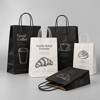 Sac en papier noir ECO Factory OEM/ODM avec impression personnalisée et poignée en corde noire pour l'emballage des cafés