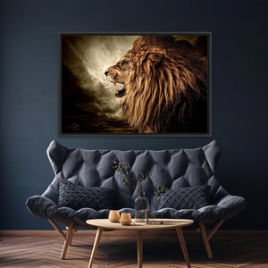 Roaring Lion Canvas Art: Vibrant Printed Animal Wall Decor,<b>BLACK</b> <b>FRAMED</b> CANVAS - Product Image 3
