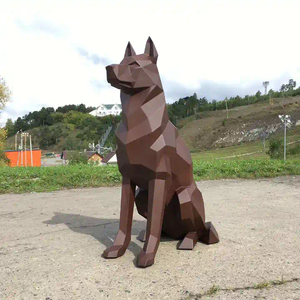 Estatua de acero inoxidable Esculturas poligonales <span class=keywords><strong>Doberman</strong></span> Pitbull Gorilla Shepherd Gamedog Cat Panther - Product Image 6