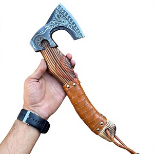SCL Custom Industrial Grade Tomahawks Bearded Forged Carbon Steel Axe Head 14-Inch Ash Wood Shaft <b>Leather</b> Sheath Camping Steel - Product Image 1