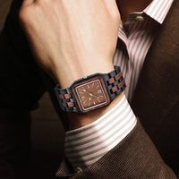 Jam Tangan Pria Persegi Kayu Analog Quartz Movement Handcraft Ringan untuk Pria