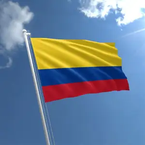 أعلام وطنية كولومبية مصممة حسب الطلب من البوليستر بنسبة 100% و 3x5ft وتتميز بجودة عالية ومزودة بطباعة رقمية من الطراز الكولومبي