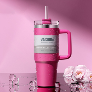 Taza personalizada de 40 onzas con asa, taza de viaje de acero inoxidable, vaso utilizado para tazas de agua de coche con asa - Product Image 5