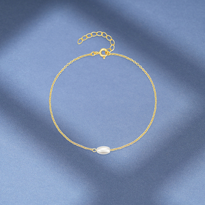 Bracelets en argent sterling 925 CANNER Gold Simple avec perles et zircons pour femmes - Product Image 3