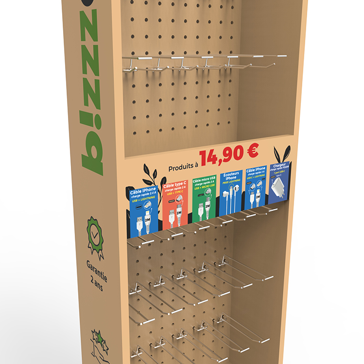 Free Standing Wood Pegboard Display Stand Earphone Display Rack for Retail Store — view 5