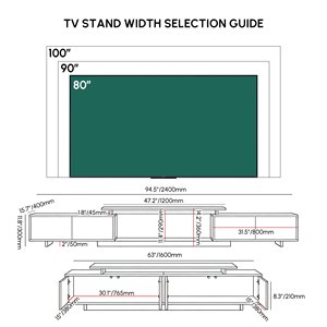 ตู้วางทีวีแบบขยายได้ AJUNION รุ่นโมเดิร์นหรูหรา ทำจากไม้เอ็นจิเนียร์ พร้อมตู้เก็บของ 2 ช่อง และช่องเก็บของแบบเปิด สำหรับทีวีขนาด 65" - 85" - Product Image 2