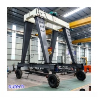 Grúa Móvil sin Rieles de Servicio Pesado Outech con Neumáticos de Goma RTG, Protección Anticolisión y Antivuelco, Motor, Engranaje y Control Remoto