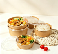 Boîte à lunch jetable ronde, conteneur alimentaire à emporter avec couvercles, logo personnalisé, emballage biodégradable, fourni par l'usine