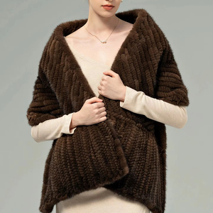 Maeau - Châle Hiver Femme Col En Fourrure Écharpe Poncho Chaud Tricoté Ample Pashminas Élégant Casual Châle Cape Douce Soirée Cocktail Taille Unique Gris Foncé