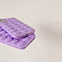 Nouvelle Coque de Téléphone Tendance Motif Cœur 3D Coloré Violet pour iPhone 17 Pro Max 16 15 14 Mini Housse Souple de Luxe Antichoc