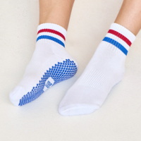 Chaussettes de yoga et de Pilates antidérapantes pour femmes, en coton tricoté, respirantes, avec logo personnalisé, pour le fitness