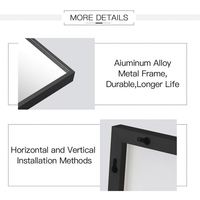 Miroir sur pied grand format 2025, fin et élégant, en alliage d'aluminium et verre, style Art déco/noir minimaliste, idéal pour la cosmétisation