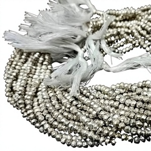 Natural <b>Silver</b> Pyrite Rondelle Faceted <b>Beads</b> 3-4mm Top Quality Gemstone <b>Beads</b> Strand 13 inch Long - Product Image 1