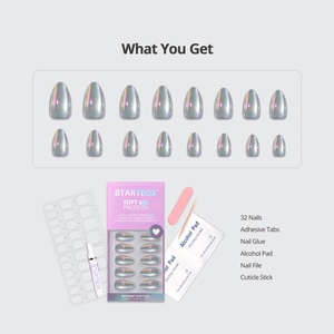 Faux Ongles Faits Main BTARTBOX – Fournitures de Qualité Supérieure en Gros – Courts, Amande, Chrome Argenté, Gel Doux, Effet Œil de Chat – Ongles à Presser - Product Image 3