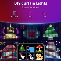JIUAN Bandes lumineuses LED intelligentes RGB à pixels 1*1m, rideau de lumières féeriques programmables, contrôle par application, IP44, DC5V USB, PCB en plastique, intensité variable