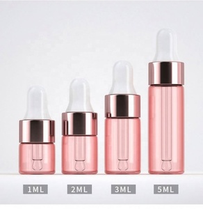 Skin Care Serum Mini 1ml 2ml 3ml 5ml <b>Pink</b> Serum Cosmetic Glass Dropper <b>Bottle</b> with Rose Gold Cap - Product Image 4
