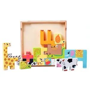 Giocattoli per Bambini, Blocchi di Costruzione <span class=keywords><strong>in</strong></span> <span class=keywords><strong>Legno</strong></span> a Forma di Animali della Foresta, <span class=keywords><strong>Giochi</strong></span> Educativi Creativi per l'Assemblaggio - Product Image 1
