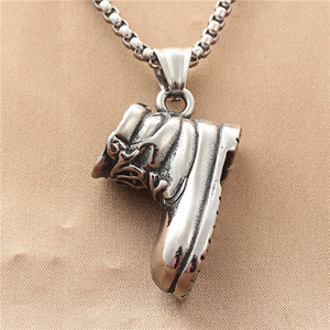 Stainless Steel Sports <b>Boot</b> Pendant Men's Casual Retro Necklace Geometric Design 190184 - Product Image 1