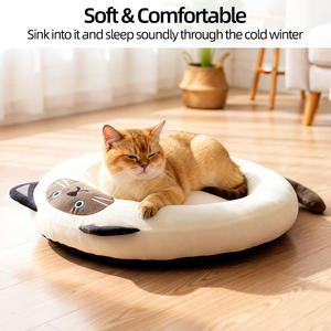 Poland Stock Siamese <b>Cat</b> Shaped <b>Plush</b> Bed 68cm Large Donut Pet Cushion EU Dropshipping Soft Flannel - Product Image 3