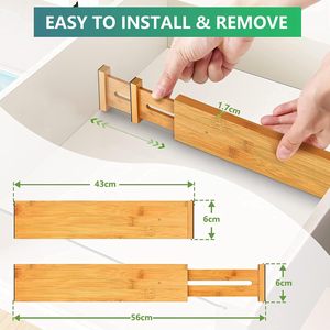 Bamboo <b>Drawer</b> Dividers Expandable Clothing Organizer Rectangular 4 Layers Standing Type For <b>Dressing</b> <b>Table</b> Bedroom Bathroom - Product Image 3