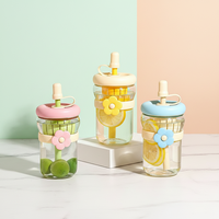 Tasses à café en verre portables anti-fuite pour le voyage, bouteille à thé en verre, bouteille d'eau en verre avec infuseur et paille, avec housse en cuir