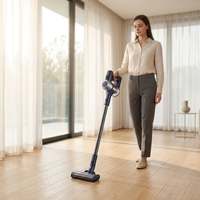 Aspirateur Balai Portable Sans Fil 130W 18.5V Humide/Sec avec Brosse, Sans Sac, pour Hôtels, sur Batterie