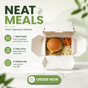 Kotak Kertas Grosir Sekali Pakai, Kotak Makan Kertas Bersekat, Wadah Bawa Pulang Anti Minyak untuk <span class=keywords><strong>Burger</strong></span>, Kentang Goreng, Salad - Product Image 2