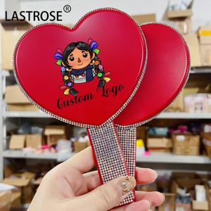 Bling Heart Shaped <b>Mirror</b> Rhinestone Hand Held <b>Mirror</b> Makeup Lash Hand <b>Mirror</b> for Cosmetics - Product Image 5