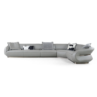 Hochwertiges Modulares Ledersofa-Set, Maßgefertigtes L-förmiges Sofa-Set für Wohnzimmer und Villenprojekte