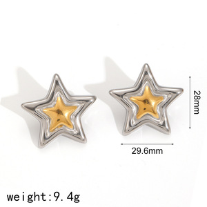 ต่างหูทรงเรขาคณิต ชุบทอง เงิน ไทเทเนียม สตีล แฟชั่นผู้หญิง รูปดาววงรี ของขวัญ เครื่องประดับ - Product Image 5