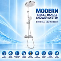Robinet de douche à effet pluie pour salle de bain, en laiton chromé poli, monocommande, montage mural, système de douche complet avec douchette à main