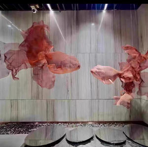 Décorations de mariage artisanales en organza ajouré, poissons rouges et carpes koï, ornements suspendus pour vitrine de centre commercial, installations artistiques - Product Image 1