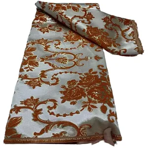 Fil métallique européen et américain broderie en relief Jacquard brocart tissu africain damassé dentelle - Product Image 3
