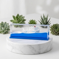 Ornement de presse-papiers flottant en acrylique en forme de voilier à vagues créatives pour décoration de voiture, de bureau et accessoire cadeau